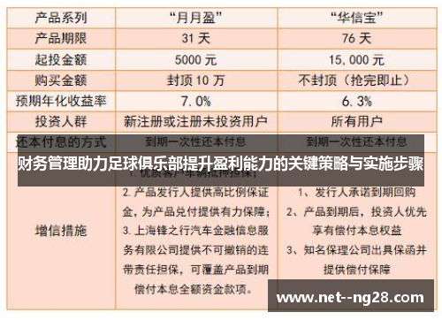 财务管理助力足球俱乐部提升盈利能力的关键策略与实施步骤